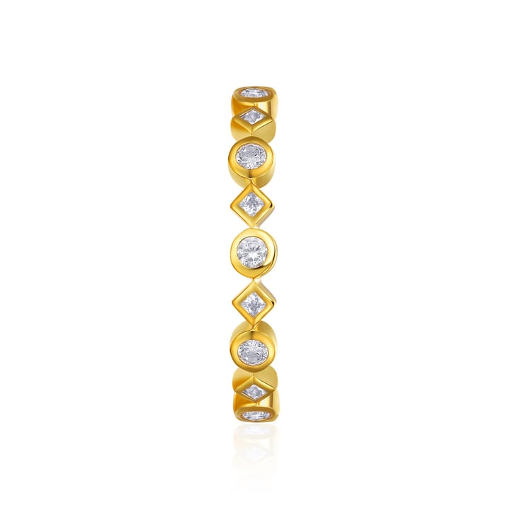 Alluring Brilliant Princess Cut Stackable Ring Sterling Silver Gold Plated