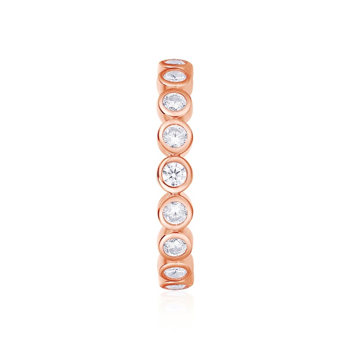 Alluring Large Brilliant Cut Stackable Ring Sterling Silver Rose Gold Plated