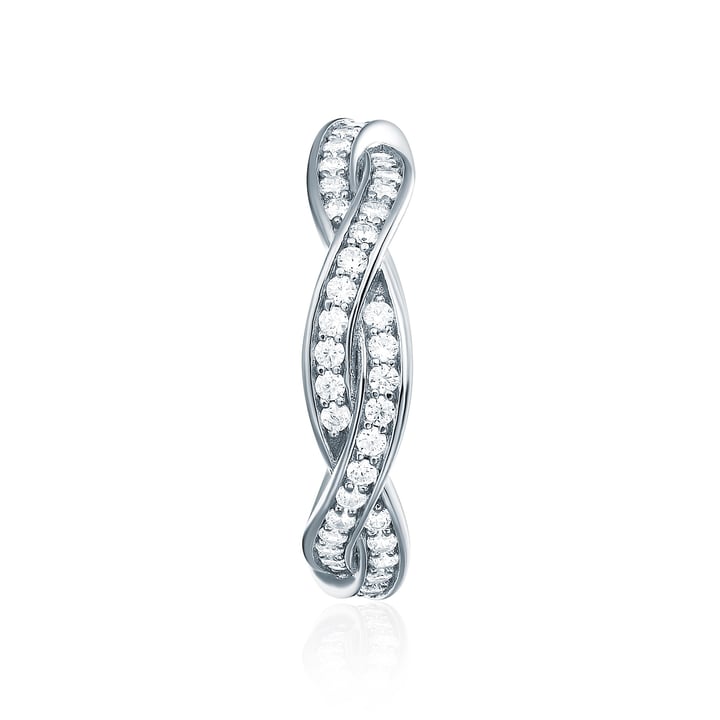Love Eternal Braided Pave Zirconia Stackable Ring Sterling Silver White Gold Plated Stack