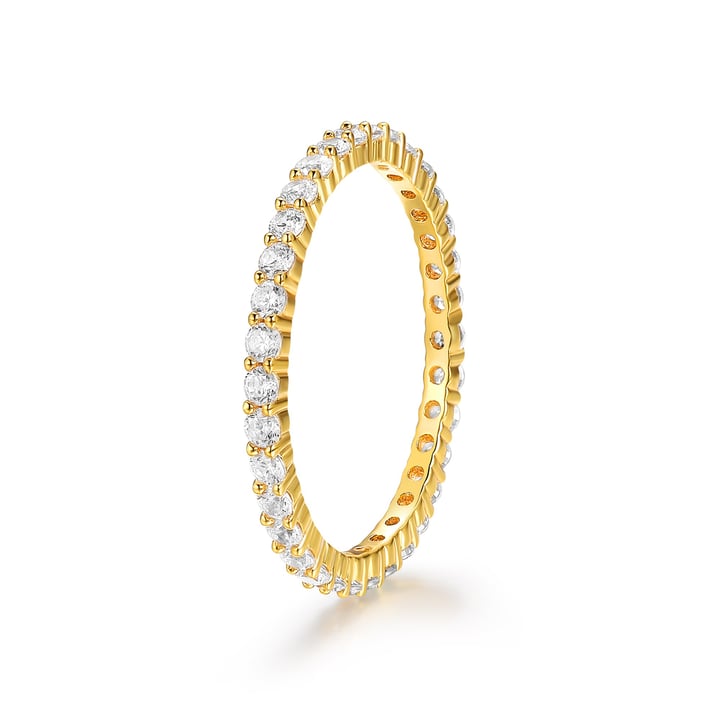 Vittore White Eternity Stackable Ring Sterling Silver Gold Plated Stacking Stack