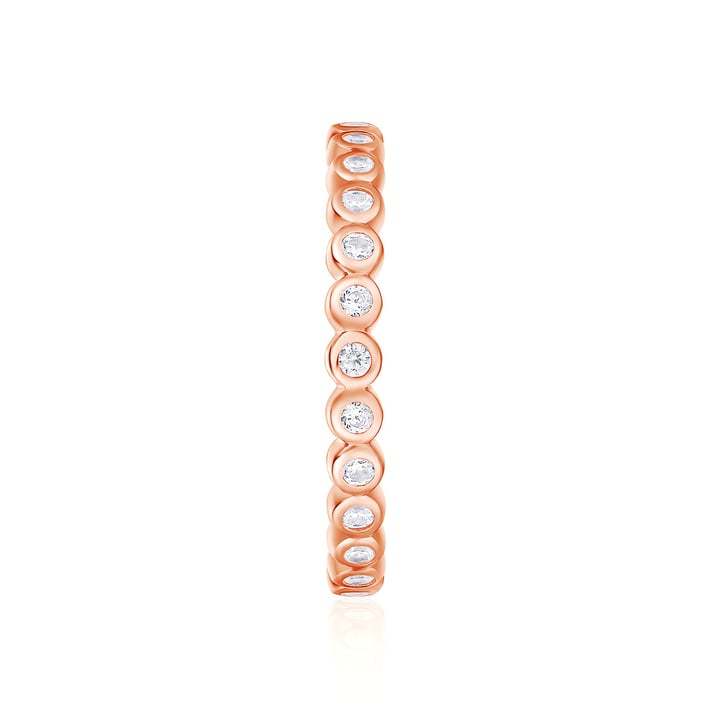 Alluring Small Brilliant Cut Stackable Ring Sterling Silver Rose Gold Plated