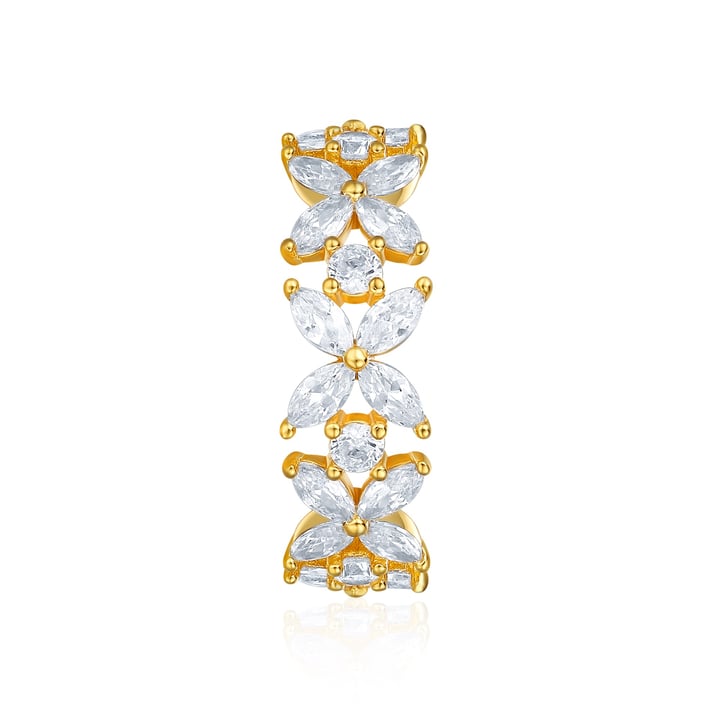 Victoria Alternating Statement Ring Sterling Silver Gold Plated Bridal Cocktail