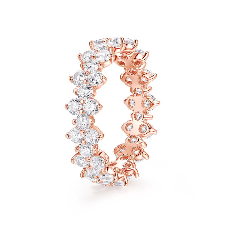Victoria Cluster Statement Ring Sterling Silver Rose Gold Plated Bridal Cocktail