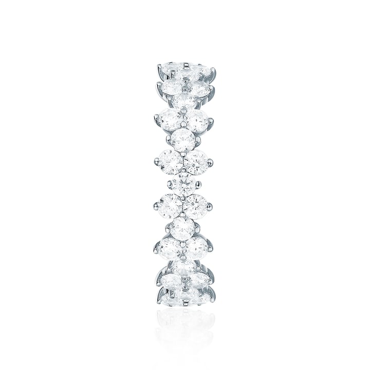 Victoria Cluster Statement Ring Sterling Silver White Gold Plated Bridal Cocktail