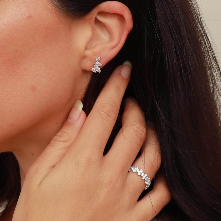 Victoria Cluster Statement Ring Sterling Silver Gold Plated Bridal Cocktail
