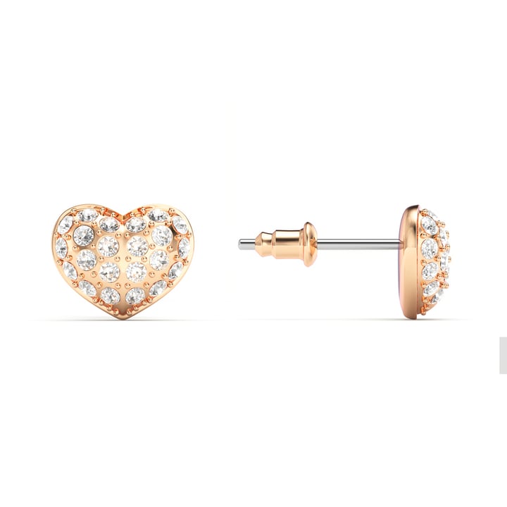 Alana Heart Stud Earrings Clear Crystals Rose Gold Plated
