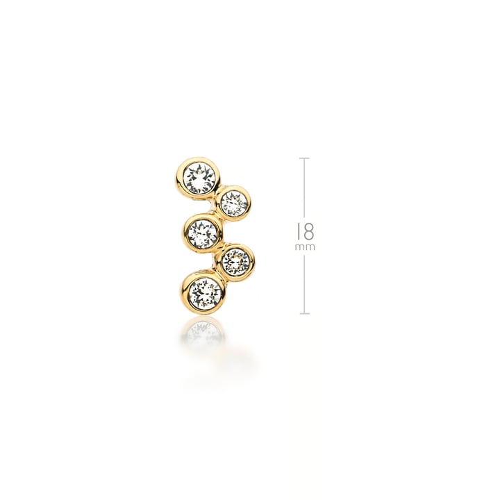 Fidelity Earrings Stud with Blue Clear Swarovski Crystals Bubbles Bridal Gold Plated