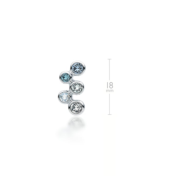 Fidelity Earrings Stud with Blue Swarovski Crystals Bubbles Bridal Rhodium Plated