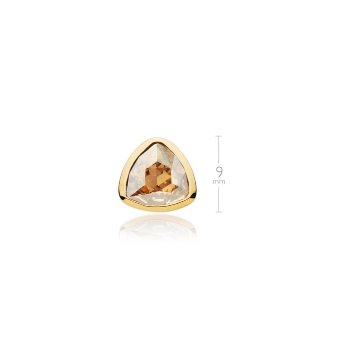 Brief Triangle Stud Earrings with Crystal Golden Shadow Swarovski Crystals Gold Plated