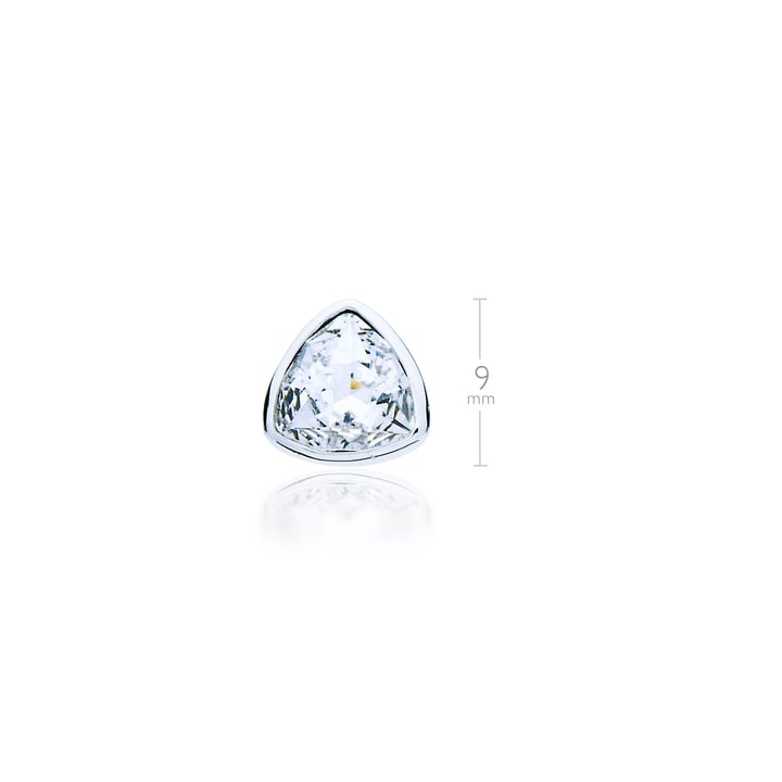 Brief Triangle Stud Earrings with Clear Swarovski Crystals Rhodium Plated