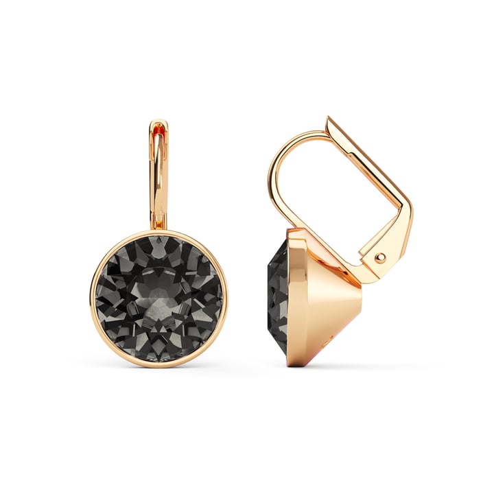 Bella Earrings with 4 Carat Black Diamond Crystals Rose Gold Plated