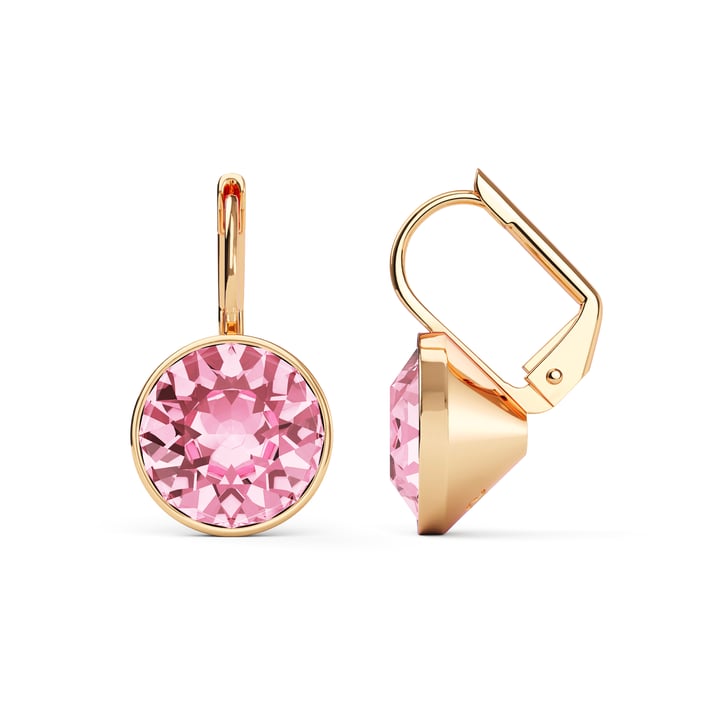 Bella Earrings with 4 Carat Light Rose Crystals Rose Gold Plated