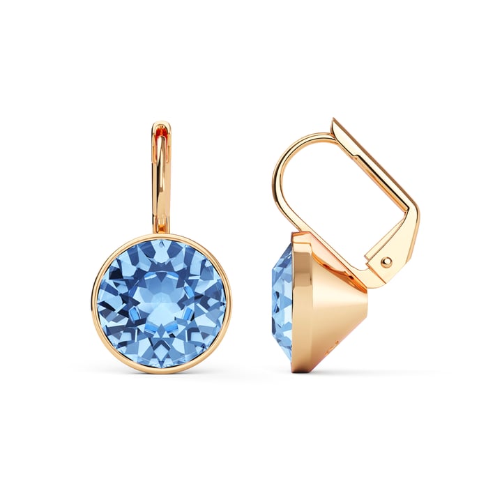 Bella Earrings with 4 Carat Light Sapphire Crystals Rose Gold Plated