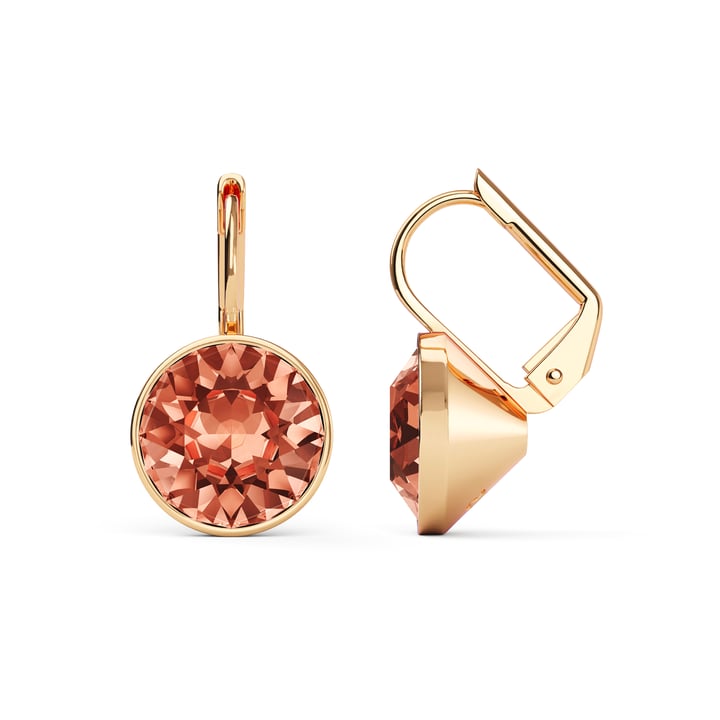 Bella Earrings with 4 Carat Rose Peach Crystals Rose Gold Plated