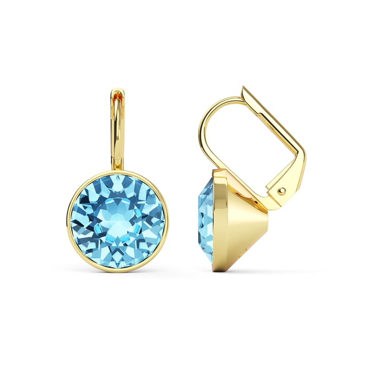 Bella Earrings with 4 Carat Aquamarine Crystals Gold Plated