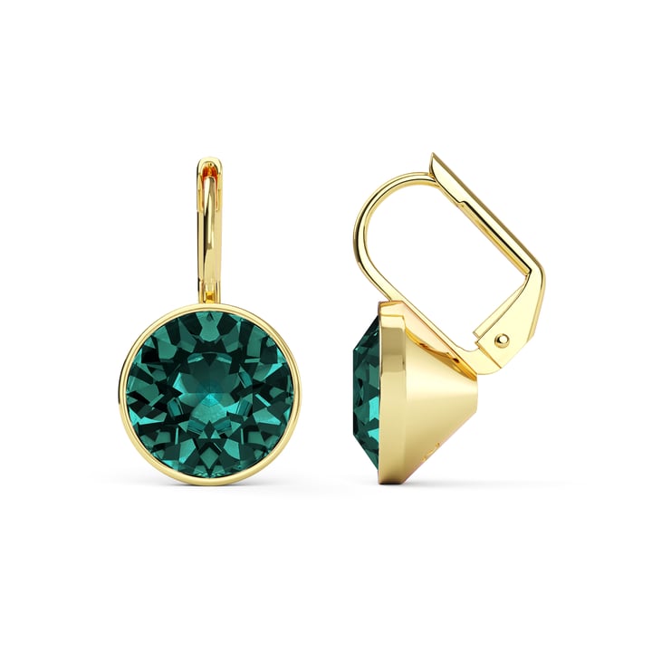 Bella Earrings with 4 Carat Blue Zircon Crystals Gold Plated