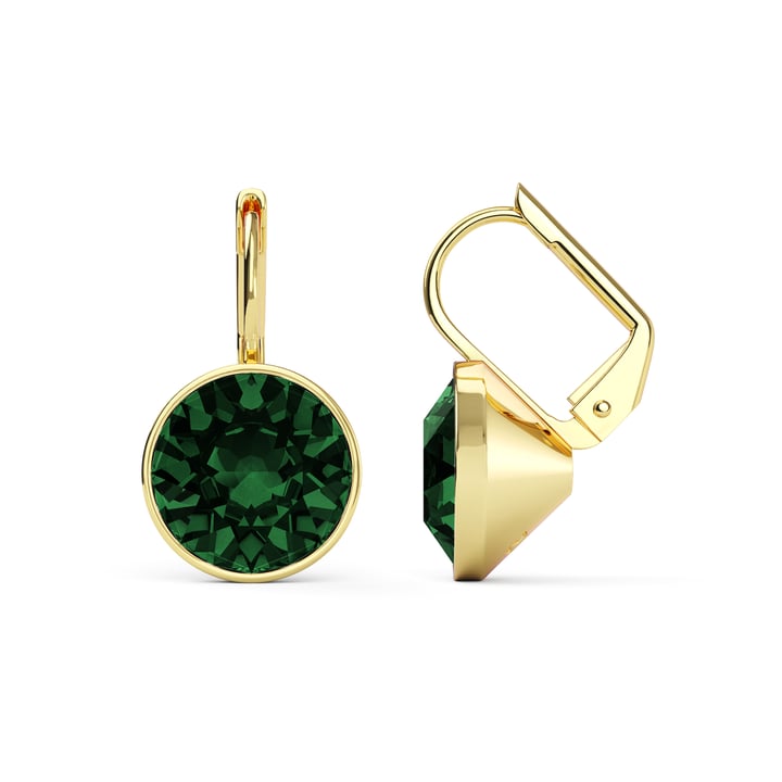 Bella Earrings with 4 Carat Emerald Crystals Gold Plated