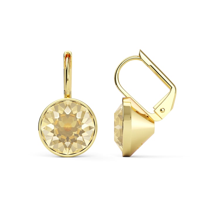 Bella Earrings with 4 Carat Crystal Golden Shadow Crystals Gold Plated