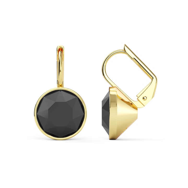 Bella Earrings with 4 Carat Jet Hematite Crystals Gold Plated