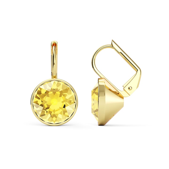Bella Earrings with 4 Carat Light Topaz Crystals Gold Plated