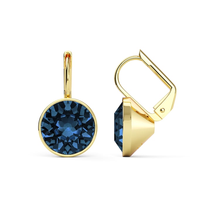 Bella Earrings with 4 Carat Montana Crystals Gold Plated