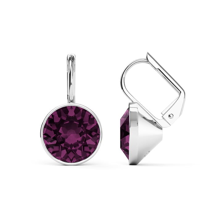 Bella Earrings with 4 Carat Amethyst Crystals Rhodium Plated