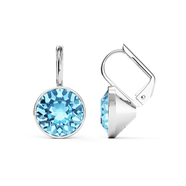 Bella Earrings with 4 Carat Aquamarine Crystals Rhodium Plated