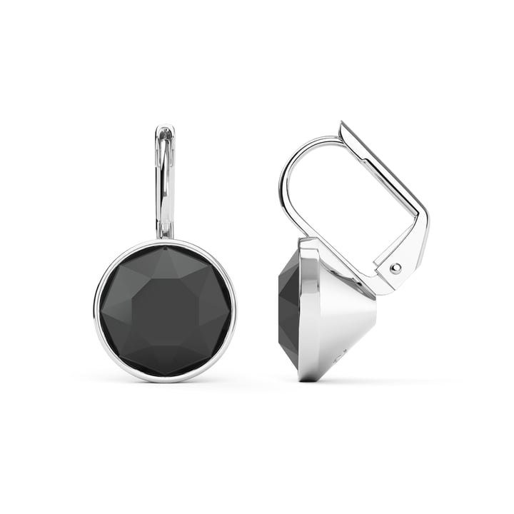 Bella Earrings with 4 Carat Jet Hematite Crystals Rhodium Plated