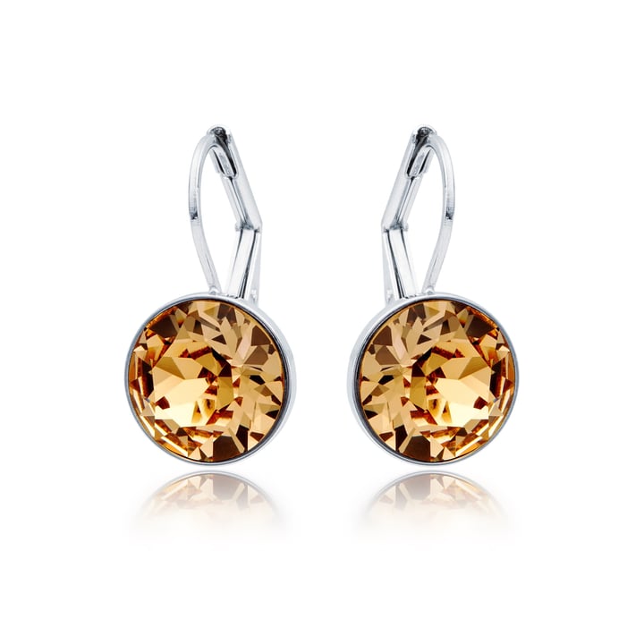 MYJS Bella Earrings with 4 Crt Light Colorado Topaz Swarovski Crystals Rhodium