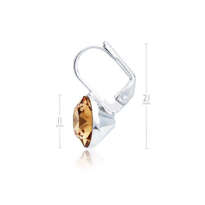 MYJS Bella Earrings with 4 Crt Light Colorado Topaz Swarovski Crystals Rhodium