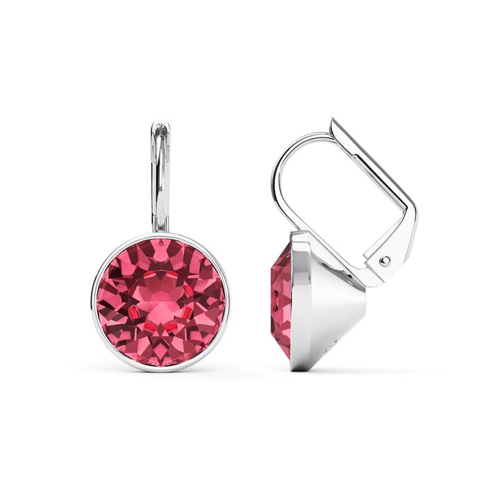 Bella Earrings with 4 Carat Rose Crystals Rhodium Plated