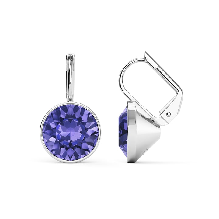 Bella Earrings with 4 Carat Tanzanite Crystals Rhodium Plated