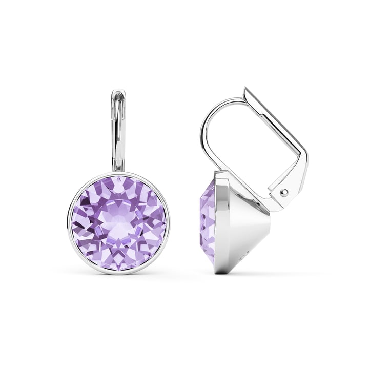 Bella Earrings with 4 Carat Violet Crystals Rhodium Plated