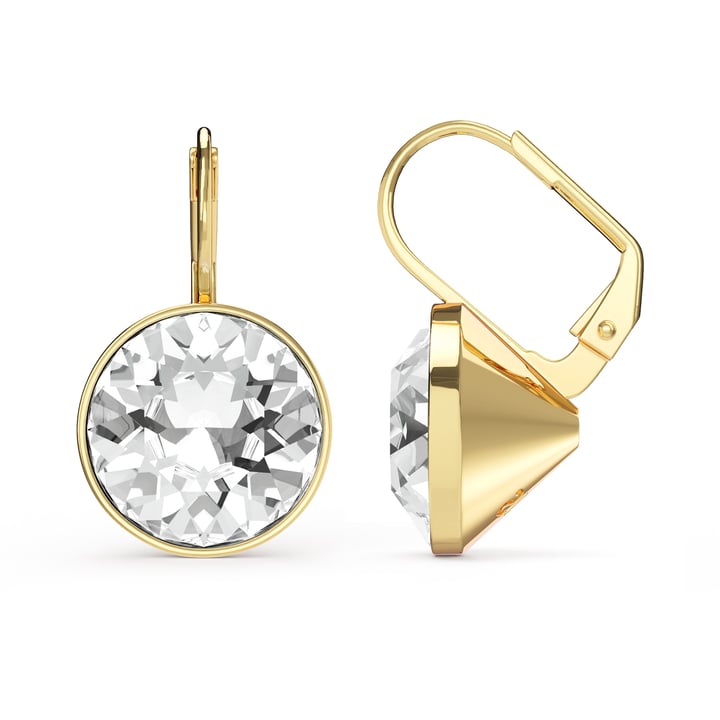Bella Earrings with 13mm Clear Crystals Gold Plated