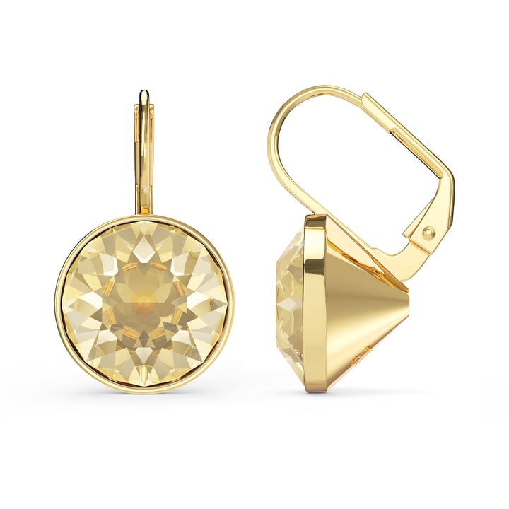 Bella Earrings with 13mm Crystal Golden Shadow Crystals Gold Plated