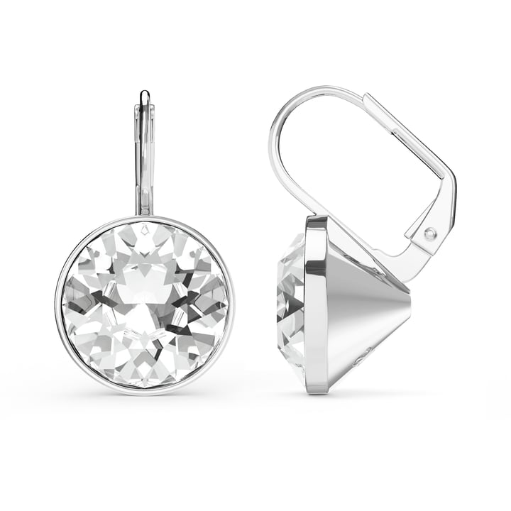 Bella Earrings with 13mm Clear Crystals Rhodium Plated