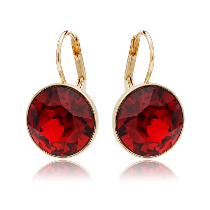 Bella Earrings with 8.5 Carat Ruby Crystals Gold Plated