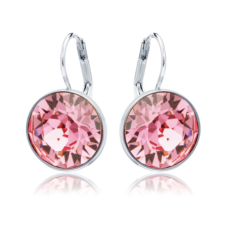 Bella Earrings with 8.5 Carat Light Rose Crystals Rhodium Plated