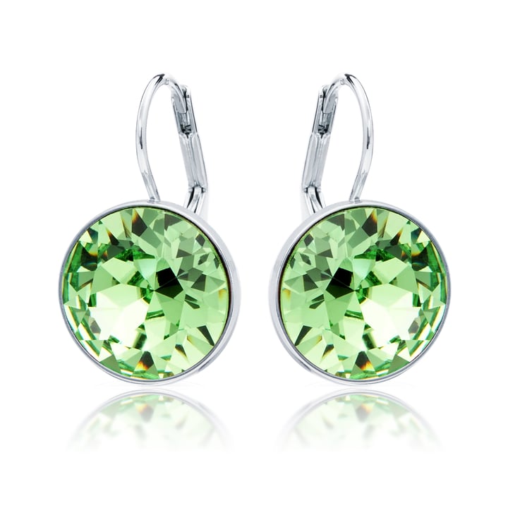 Bella Earrings with 8.5 Carat Peridot Crystals Rhodium Plated
