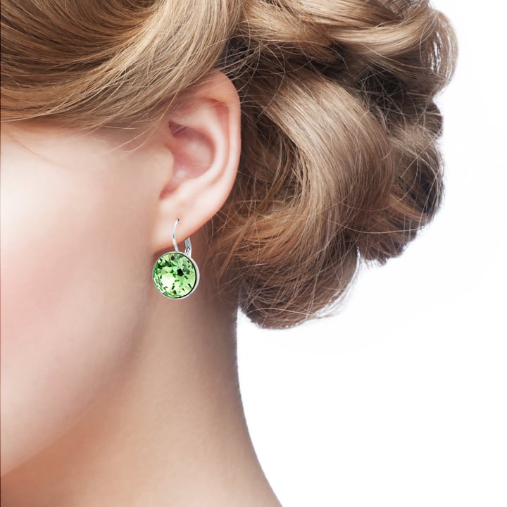 Bella Earrings with 8.5 Carat Peridot Crystals Rhodium Plated
