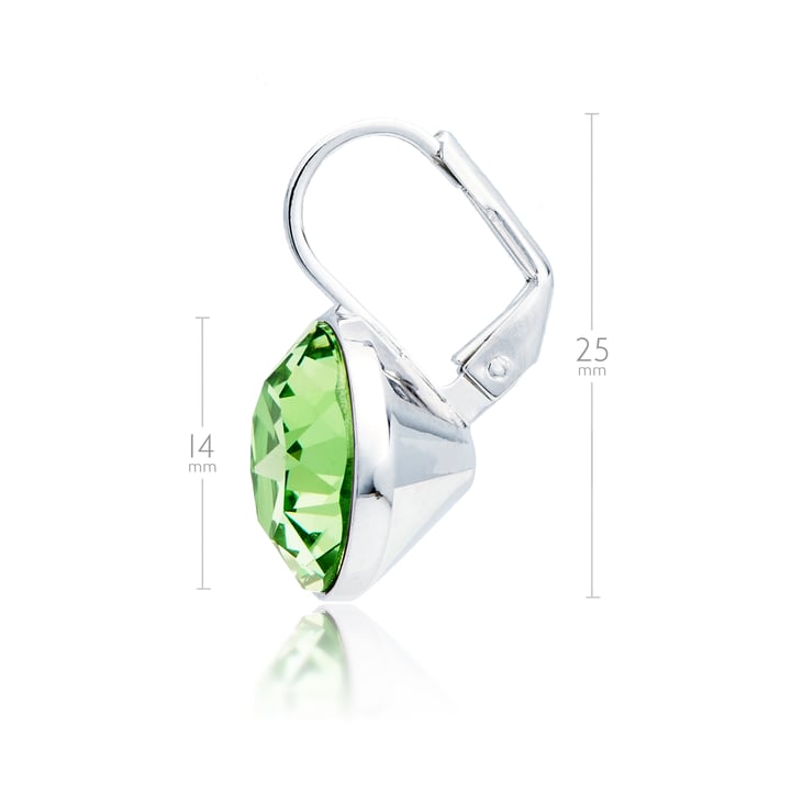 Bella Earrings with 8.5 Carat Peridot Crystals Rhodium Plated