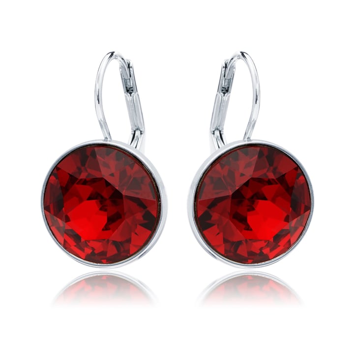 Bella Earrings with 8.5 Carat Ruby Crystals Rhodium Plated