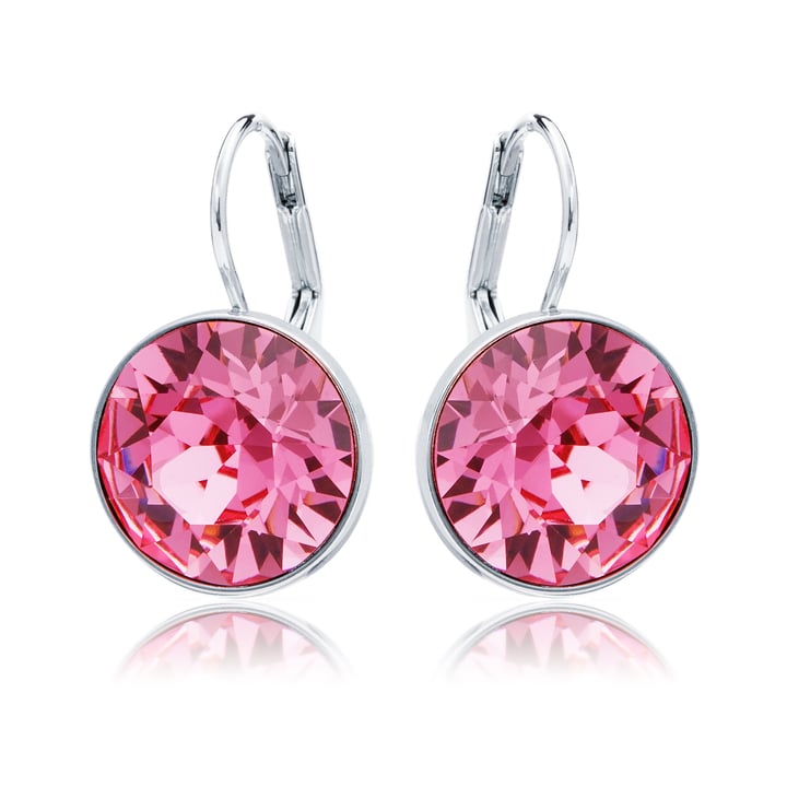 Bella Earrings with 8.5 Carat Rose Crystals Rhodium Plated