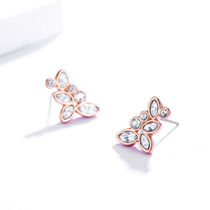 Enchanted Stud Earrings with Austrian Crystals Rose Gold Plated MYJS Bridal