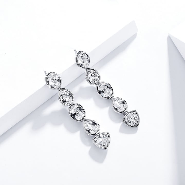 Talesia Effusion Drop Earrings with Swarovski Crystals White Gold Plated MYJS Bridal