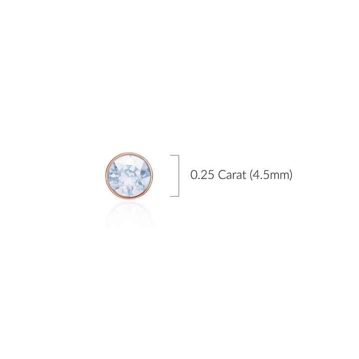 Signature Stud Earrings with Carat Blue Shade Swarovski Crystals 3 Sizes Rose Gold Plated