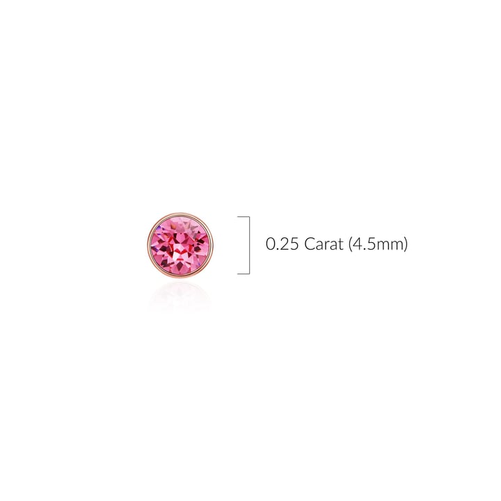 Signature Stud Earrings with Carat Rose Swarovski Crystals 3 Sizes Rose Gold Plated