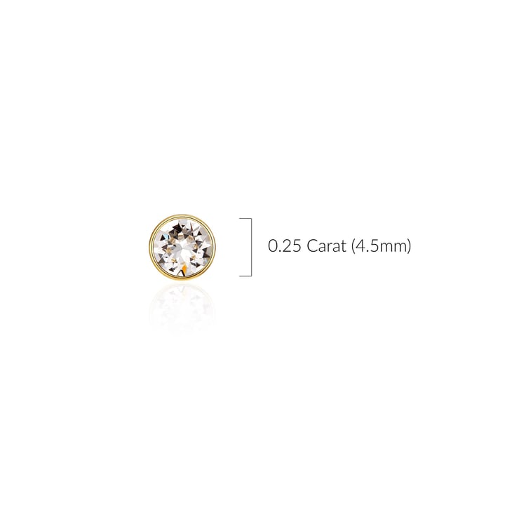 Signature Stud Earrings with Carat Clear Swarovski Crystals 3 Sizes Gold Plated