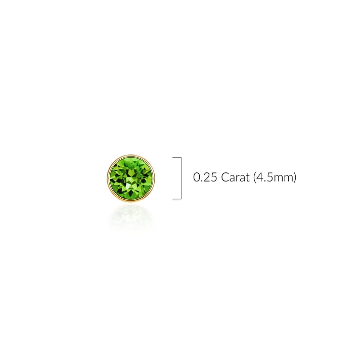Signature Stud Earrings with Carat Fern Green Swarovski Crystals 3 Sizes Gold Plated