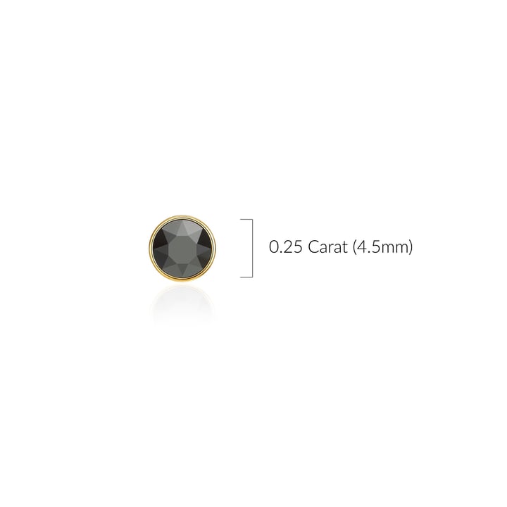 Signature Stud Earrings with Carat Jet Hematite Swarovski Crystals 3 Sizes Gold Plated